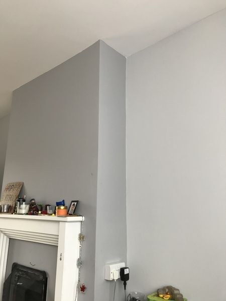 Chic Shadow Dulux Living Room, Dulux Grey Paint, Dulux Chic Shadow, Dulux Feature Wall, Dulux Grey, Lilac Room, Chic Shadow, Denim Drift, Room Wall Colors