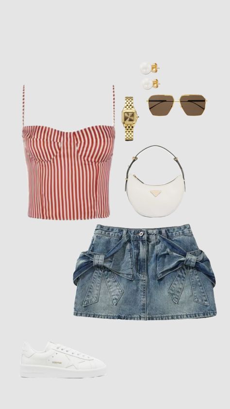 FOURTH OF JULY OUTFIT #outfitinspo #fourthofjulyoutfits #styletips #denimskirt #fourthofjulyoutfitinspo #outfitideas #goingoutoutfits Fourth Of July Outfits, Fourth Of July Outfit, July Outfits, Zach Bryan, Going Out Outfits, Cute Fits, Fourth Of July, Denim Skirt, Outfit Inspo