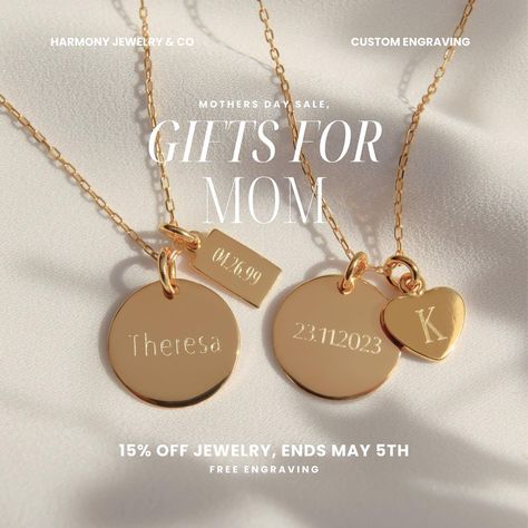 Our annual online Mother’s Day Sale is officially HERE!! Shop a wide selection of custom engraved jewelry that would make the perfect gift for Mom🫶🏼🤍 #sale #mothersdaygifts #engravedjewelry #engravedgifts #customjewelry Pod Jewelry, Impress Art, Engraved Gifts, Engraved Jewelry, Perfect Gift For Mom, Gold Jewellery, Jewelry Store, Gift For Mom, Custom Engraving