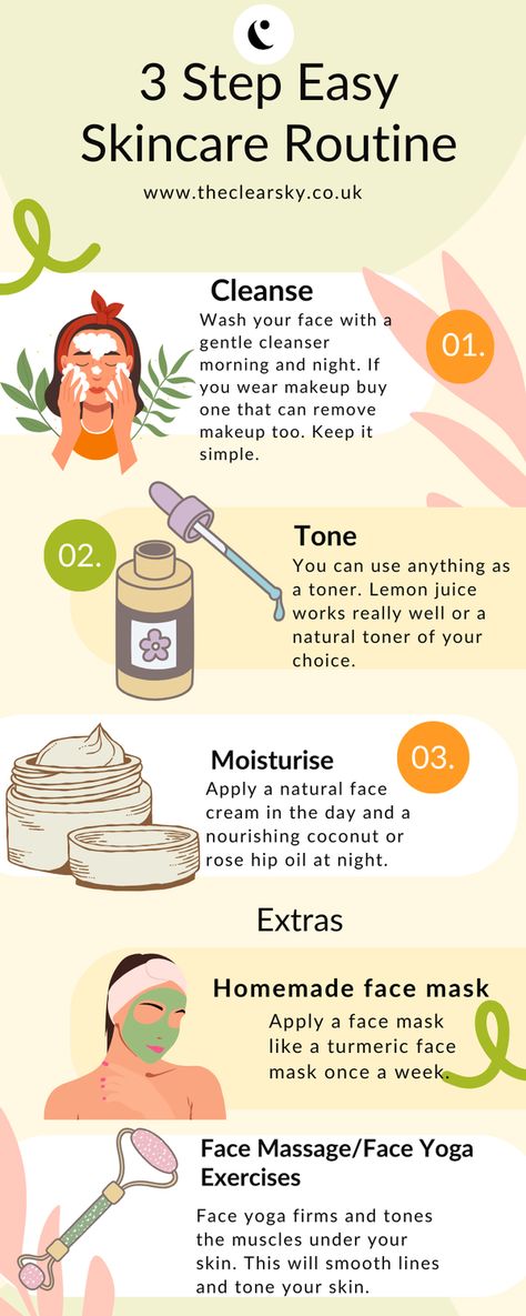 These easy skincare steps will help you in the morning and night even when you're busy. Choose face cleansers, toner and face cream that have natural ingredients. Facial Routine Skincare Steps, Morning Routine Face Skincare, Face Routine Daily, Facial Routine Skincare, Natural Face Care, Oil Makeup Remover, Turmeric Face Mask, Natural Face Cream, Natural Toner