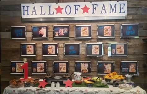 Football Hall Of Fame Party Ideas, Hall Of Fame Party Ideas, Hall Of Fame Party, Hall Of Fame Baseball Birthday, Rookie Of The Year Party, Hall Of Fame Poster, Monthly Milestone Pictures, Leavers Party, Fame Ideas