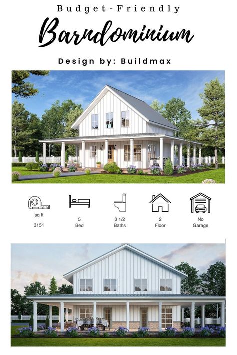 Farmhouse Floor Plan, 6 Bedroom House Plans, Metal Building House Plans, Pole House, Barn Homes Floor Plans, 5 Bedroom House Plans, Gorgeous Farmhouse, Barn House Design, Farmhouse Floor Plans