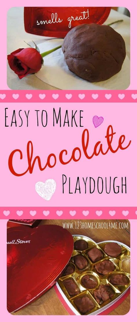 Chocolate Playdough Recipe, Chocolate Playdough, Valentine Sensory, Preschool Valentines, Playdough Recipe, Kids Valentines, Valentine Activities, Ideas Craft, Valentine Theme