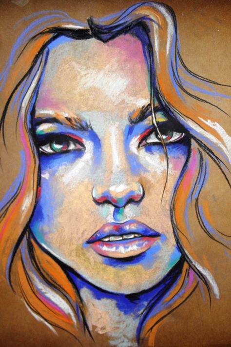 Portrait Art Oil Pastel, Oil Pastel Drawings Face, Oil Pastel Art Portrait, Acrilyc Paintings Ideas, Oil Pastel Portrait Faces, Oil Pastel Face, Chalk Pastel Portrait, Oil Pastel Face Portraits, Face Oil Pastel