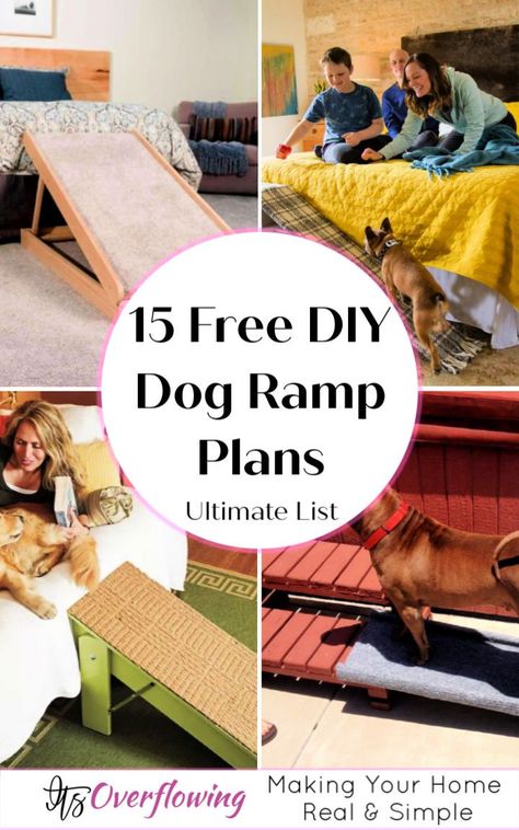 Building A Dog Ramp For Bed, Diy Bed Ramp For Dog, Build Dog Ramp For Bed, How To Make A Small Dog Ramp, Dog Ramp Plans, Diy Ramps For Dogs, Doggie Ramps Diy, Diy Pet Ramp For Stairs, Large Dog Ramp For Bed Diy