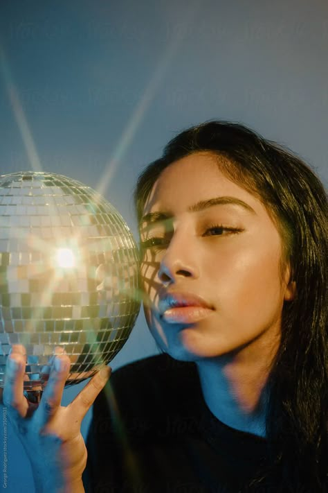 Disco Ball Photography, Disco Ball Makeup, Mirror Ball Aesthetic, George Rodriguez, Gay Photoshoot, Disco Ball Photoshoot, Exec Photoshoot, Disco Photoshoot, Pink Shoot