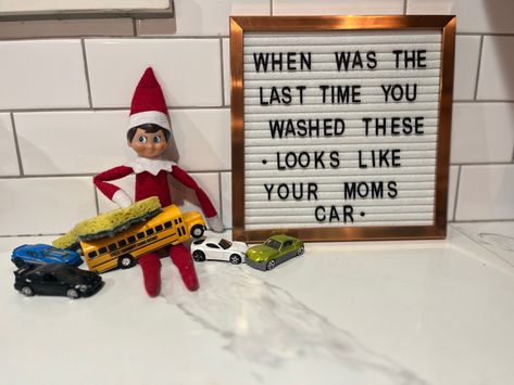 Car wash elf on the shelf Elf On The Shelf Car Wash, Elf In The Car, Elf Car Wash, Xmas Elf, Elf Fun, Shelf Ideas, Car Humor, On The Shelf, The Elf