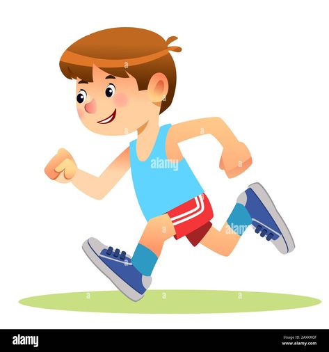 Download this stock vector: Boy running. Marathon runner or a boy running on school sport day. Cartoon Stock vector illustration isolated on white background - 2AXKRGF from Alamy's library of millions of high resolution stock photos, illustrations and vectors. Running Clipart, Running Drawing, Running Illustration, Running Vector, School Sports Day, Running Cartoon, Running Images, Running Photos, Christmas Tree Coloring Page