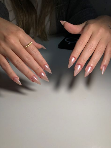 Glass Manicures, Molde F1, Shoe Nails, Chrome Powder, Classy Acrylic Nails, Glass Nails, The Claw, Neutral Nails, Nail Extensions