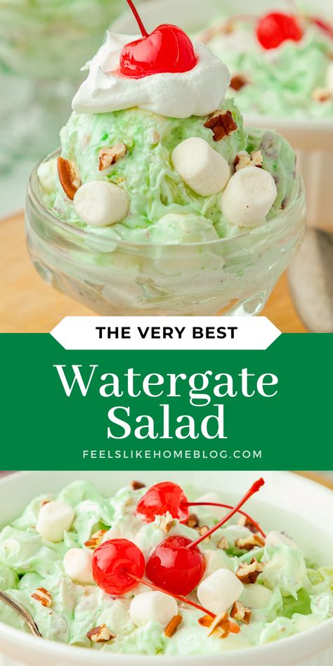 Pistachio Fruit Salad AKA Watergate Salad - Feels Like Home™ Pistachio Fluff, Easy Thanksgiving Dinner, Watergate Salad, Pistachio Salad, Holiday Dishes, Cranberry Salad, Pistachio Pudding, Jello Salad, Best Soup Recipes