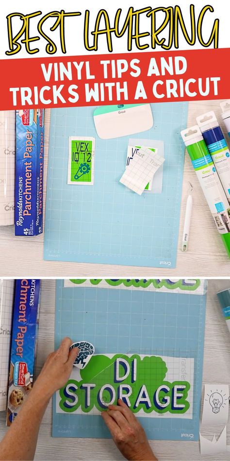 How to layer vinyl. Best tips for layering vinyl. How to layer vinyl with your Cricut. How To Layer Vinyl Cricut, Layering Vinyl Cricut, Layer Vinyl Cricut, Layered Cricut Projects, Cricut Binder, Layering Vinyl, Layering Hacks, Vinyl Decal Diy, Rainbow Decal