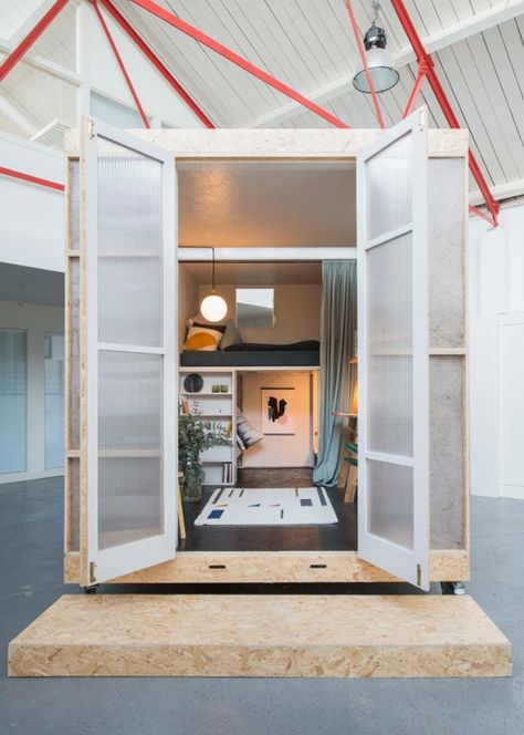 This Startup Builds Cheap Pop-Up Housing Inside Vacant Buildings Room Within A Room, Room Opening, Temporary Housing, Interior Fit Out, Salon Interior Design, The Shed, House Inside, Luxury Condo, Cinema Room