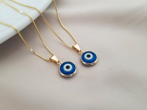 Evil Eye Necklace/ 18K Gold Filled Dainty Necklace | Etsy India Pendent Designs, Latest Gold Necklace, Arab Gold, Pendent Set, Big Engagement Rings, Silver Chain Pendant, Pendant For Men, Silver Chain For Men, Chain For Men