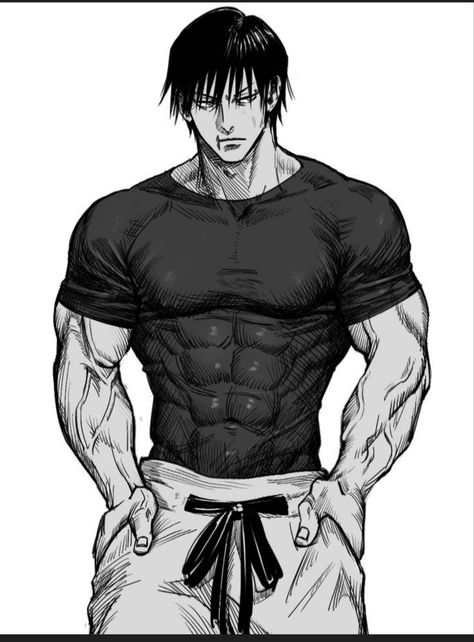 Toji Fushiguro Physique, Gojo Toji Sukuna, Toji Fushiguro Fanart, Toji Fanart, Jjk Men, Fushiguro Toji, Toji Fushiguro, Anime Outfit, Gym Art