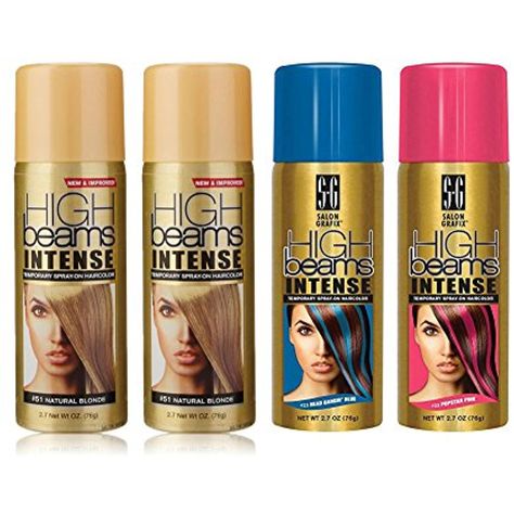 High Beams Intense Temporary Spray Hair Color Pink Blue Blonde(2) Set ** Read more  at the image link. (This is an affiliate link and I receive a commission for the sales) #HairColor Hair Color Spray, Light Blue Hair, Spray Hair, Temporary Hair Color, Color Spray, Bright Blonde, Hair Color Pink, Natural Blondes, Hair Color Blue