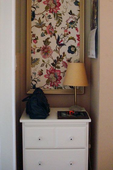 How to make a fabric-covered bulletin board | Home on 129 Acres Fabric Covered Bulletin Board, Fabric Bulletin Board, Cork Panels, Holly House, Fall Bulletin Boards, Office Nook, Tiny Space, Decorative Mouldings, New Office