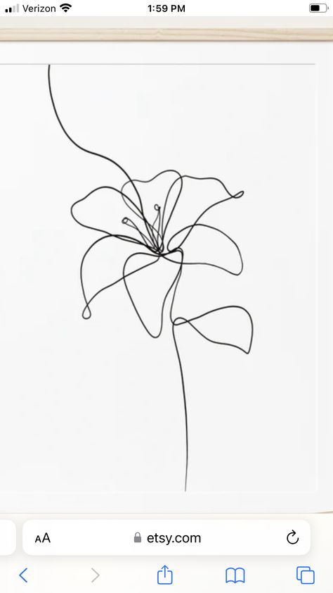 Simple Line Lily Tattoo, Line Art Hibiscus, Lined Flower Drawing, Lilly Tattoo Minimalist, Line Art Lily Tattoo, Minimal Lily Tattoo, Lilly Outline Tattoo, One Line Floral Tattoo, Lilly Line Drawing