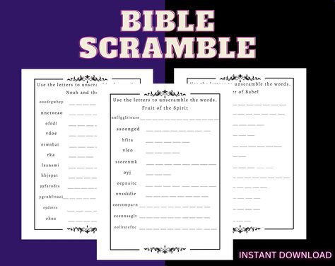 Bible Word Scramble, Bible Games for Adults, Bible Printables, Bible Memory, Christian Worksheet for Adults, Bible Game Printable Bible Word Scramble, Bible Games For Adults, Worksheet For Adults, Bible Study Worksheet, Free Bible Study, Bible Printables, Games For Adults, Devotional Journal, Bible Games