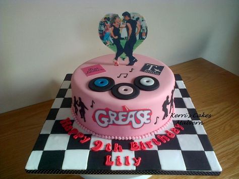 Grease the Movie xx - Cake by Kerri's Cakes Movie Themed Birthday Cake, Grease The Movie, Grease Themed Parties, Grease Theme, Grease Party, Halloween Lunch Box, Sock Hop Party, Rock Cake, Movie Cakes