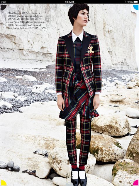 Moschino // Tartan // via Elle US Tartan Suit, Tartan Fashion, Elle Us, Scottish Fashion, Punk Inspiration, Tartan Dress, Plaid Fashion, Global Style, Spring Outfits Casual