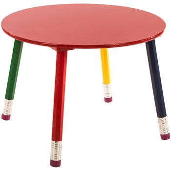 Round Child's Pencil Table Antique Sofa Table, Homeschool Room Decor, Hobby Lobby Furniture, Sofa Table With Drawers, Primary And Secondary Colors, Candy Theme, Antique Sofa, Class Room, Table Shelves