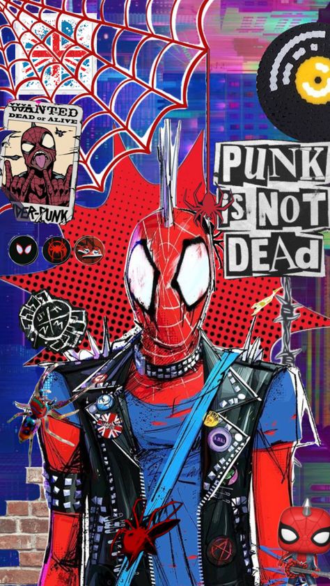 #spiderpunk #spider #spiderman Spiderverse Spiderpunk, Spider Punk Wallpaper, Wallpaper Movies, Dr Mundo, Spider Spiderman, Marvel Phone Wallpaper, Art Spiderman, Punk Wallpaper, Genos Wallpaper