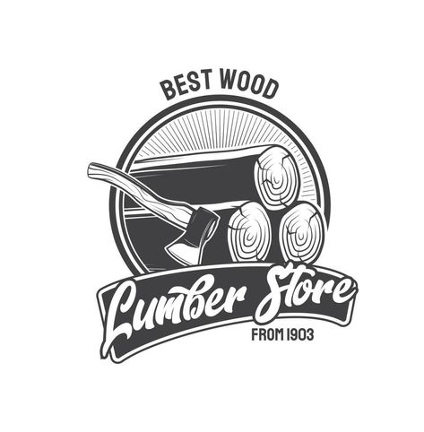 Lumber store vector icon, wood or timber industry Timber Logo, Lumber Mill, Wood Lumber, Woodworking Logo, Timber Wood, Graphic Templates, Minimalist Logo, Lumber, Vector Icons