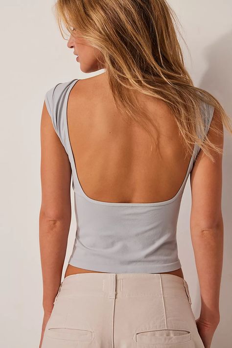 Low-Back Seamless Tee | Free People People Clothes, Backless Top, Free People Clothing, Dream Clothes, Boho Clothing, Low Back, Nice Tops, Cute Tops, Boho Outfits