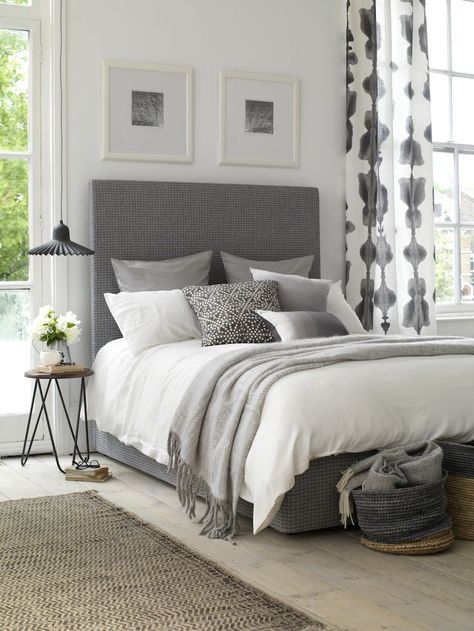 Grey Headboard Bedroom, Gray Bedroom, Bedroom Headboard, Master Bedrooms Decor, Decor Minimalist, Remodel Bedroom, Upholstered Beds, My New Room, Apartment Therapy