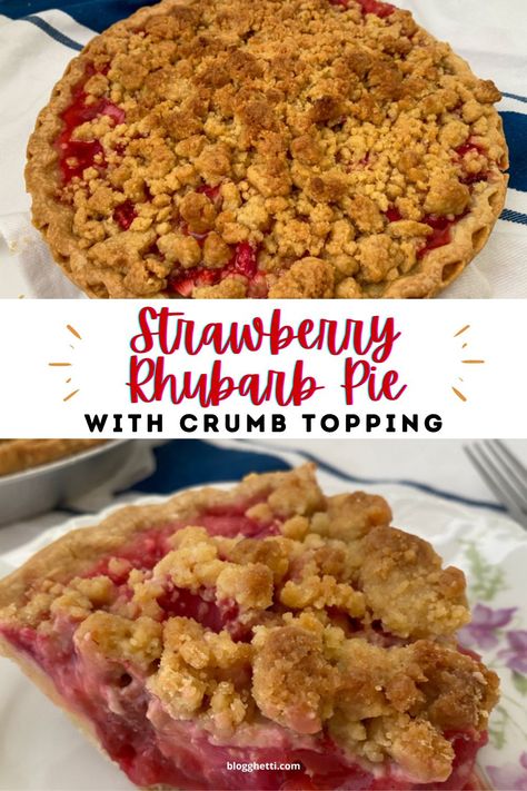 Strawberry Rhubarb Pie With Store Bought Crust, Rhubarb Crumble Pie Recipe, Pies With No Top Crust, Rhubarb Custard Pie With Crumb Topping, Strawberry Rhubarb Pie With Crumb Topping, Strawberry Rhubarb Pie Crumb Topping, Strawberry Rhubarb Pie With Graham Cracker Crust, Strawberry Rhubarb Desserts Easy, Pies With Crumb Topping