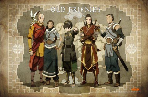 Old Friends The Last Airbender Movie, Avatar Studios, Avatar Series, Friends Poster, The Legend Of Korra, First Animation, Avatar The Last Airbender Art, Team Avatar, Avatar Characters