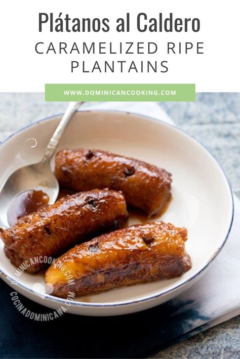 Delicious Caramelized Ripe Plantains on a plate. Caramelized Plantains, Dominican Cooking, Dominican Recipes, Baked Plantains, Sweet Plantains, Plantain Recipes, Ripe Plantain, Dominican Food, Best Instant Pot Recipe