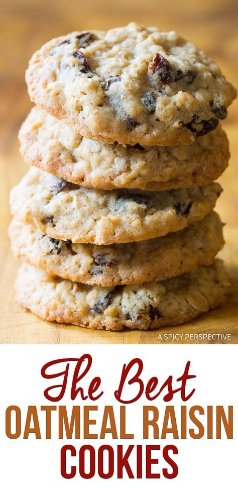 The Best Oatmeal Raisin Cookies Recipe: Soft and chewy on the outside, crispy around the edges, packed with raisins and spice! #ASpicyPerspective #Oatmeal #Raisin #Cookies #OatmealRaisinCookies #OatmealRaisinCookieRecipe #HowtoMakeOatmealRaisinCookies #TheBestOatmealRaisinCookies Soft Oatmeal Raisin Cookies, Oatmeal Raisin Cookies Recipe, Raisin Cookies Recipe, Best Oatmeal Raisin Cookies, The Best Oatmeal, Best Oatmeal Cookies, Cookie Recipe Video, Cookie Recipes Oatmeal Raisin, Oatmeal Raisin Cookies Chewy