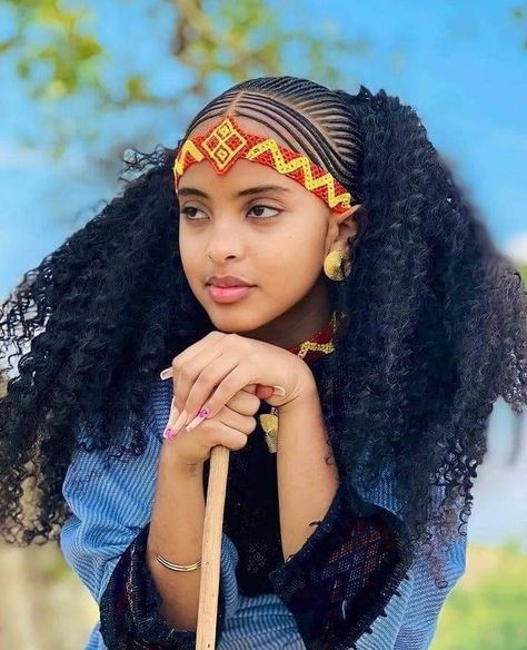 Ethiopia Hairstyle, Fulani Culture, Ethiopian Hair, Amhara Culture, Long Ponytail Hairstyles, Traditional Hairstyle, Big Box Braids Hairstyles, Quick Braided Hairstyles, Beautiful Curly Hair