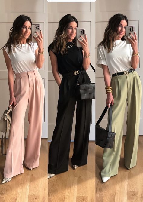 High Waist Wide Pants Outfit, White Capri Outfits, College Class Outfits, Wide Leg Pant Outfit, Therapist Outfit, The Sister Studio, Sister Studio, Class Outfits, Capri Outfits