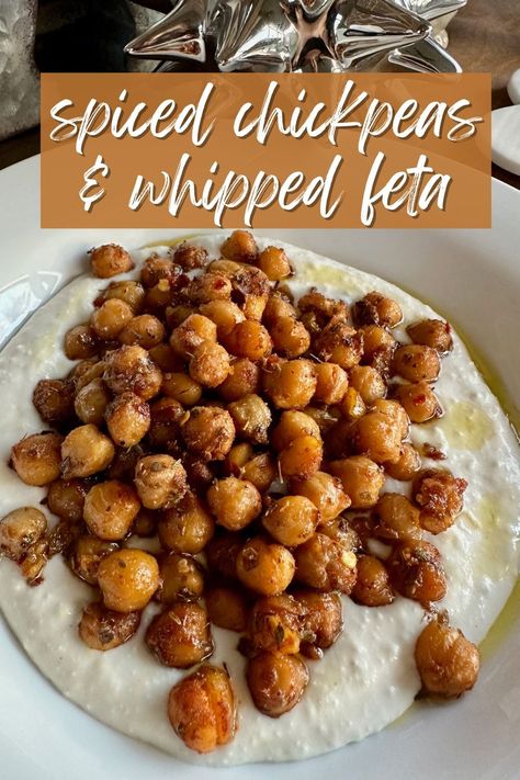 Spiced Roasted Chickpeas with Whipped Feta | These spiced chickpeas with a tangy lemony whipped feta are a super easy & fast vegetarian meal any night...packed with flavor and ready in 30 minutes! A delicious meatless Monday recipe, vegetarian recipe, healthy dinner recipe that's fast and delicious. #chickpeas #feta #vegetarian #meatlessmonday Fast Vegetarian Dinner, Acid Reflex, Roasted Garbanzo Beans, Recipe Healthy Dinner, Healthy Sandwich Recipes, Healthy Dinner Recipe, Easy Vegetarian Dinner, Spiced Chickpeas, Roasted Vegetable Recipes