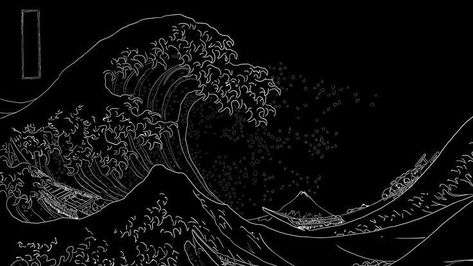 Good Pc Wallpapers, Great Wave Off Kanagawa Wallpaper Desktop, Widgetsmith Ideas Medium, Black Aesthetic Wallpaper Computer, Japanese Black Aesthetic, Pc Wallpaper Dark Aesthetic, Laptop Skins Aesthetic, Cute Laptop Wallpaper Black, Laptop Wallpaper Black Aesthetic