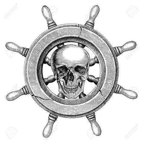 Sextant Tattoo, Pirate Girl Tattoos, Helm Tattoo, Ship Wheel Tattoo, Pirate Ship Wheel, Pirate Ship Drawing, Pirate Skull Tattoos, Pirate Logo, Pirate Ship Tattoo