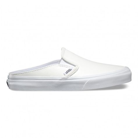 The Leather Classic Slip-On Mule, a retro model last seen in the ‘90s, combines the iconic look of the Classic Slip-On with the casual, easy on-and-off styling of a mule. It also features leather uppers, elastic side accents, and signature rubber waffl Vans Mule, White Mules, Mule Shoes, Vans Black And White, Slip On Mules, Fashion Wishlist, Vans Black, Comfy Shoes, Style And Grace