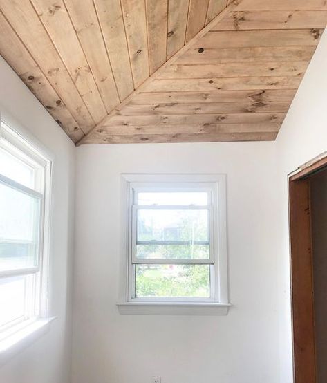 Pine Wood Ceiling, Stained Shiplap, Ceiling Remodel, Weathered Oak Stain, Wood Plank Ceiling, Shiplap Ceiling, Tongue And Groove Ceiling, Plank Ceiling, Porch Ceiling