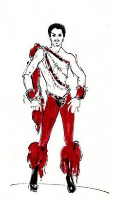 bob mackie costume sketches - Google Search Costume Sketches, Male Art Men, Showgirl Costume, Vegas Showgirl, Gala Themes, Rocky Horror Show, Burlesque Costumes, Drag King, Red Tights