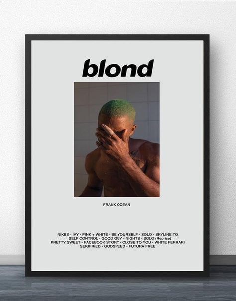 Album Covers Frank Ocean, Frank Ocean Blonde Album, Ocean Posters, Blonde Album, Frank Ocean Album, Frank Ocean Poster, Gloss Art, Music Wall Art, Posters Framed