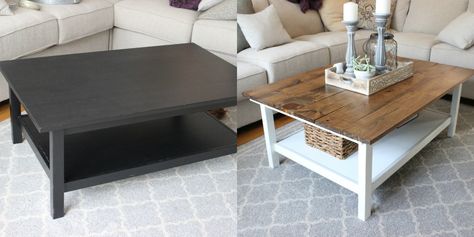 Coffee Table Chalk Paint, Hemnes Coffee Table, Ikea Hemnes Coffee Table, Table Chalk Paint, Grey Kitchen Table, Coffee Table Hacks, Ikea Coffee, Diy Chalk Paint Recipe, Diy Farmhouse Coffee Table