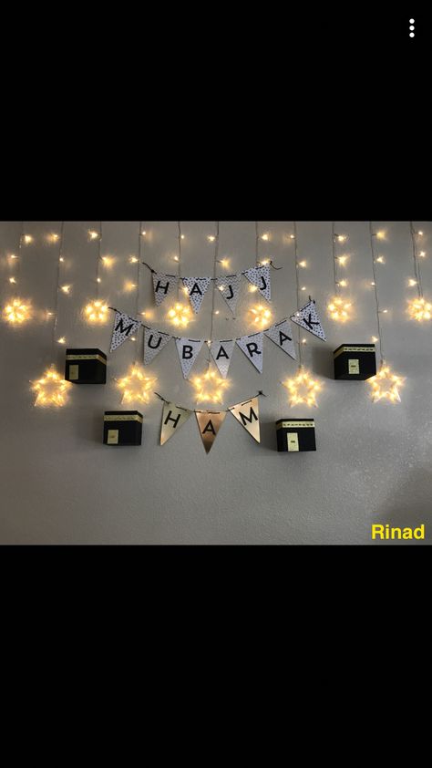 Handmade Hajj decoration. #floating #Hajj #Mubarak  #hajjmubarak  #lights Haj Mubarak Decoration, Hajj Decorations Ideas, Hajj Mubarak Decoration Ideas, Umrah Decoration Ideas, Hajj Mubarak Gift Ideas, Eid Adha Decoration, Hajj Decorations, Hajj Mubarak Decoration, Umrah Mubarak Decorations