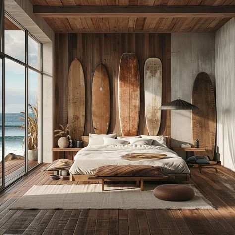 Sophisticated coastal bedroom interior design with elegant light fixtures and art Bedroom Island Style, Dark Coastal Bedroom, Bali Inspired Bedroom, Bali Bedroom Inspiration, Surfing Bedroom, Coastal Bedrooms Master, Italian Bedrooms, Bali Bathroom, Masculine Bedroom Ideas