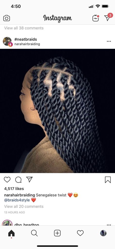 Large Part Twists, Senegalese Twist Hairstyles Large, Medium Large Senegalese Twist, Medium Knotless Senegalese Twist, Large Rope Twist Braids, Knotless Rope Twists, Knotless Senegalese Twist Braids Medium, Large Sengelese Twists, Rope Twists Hairstyles