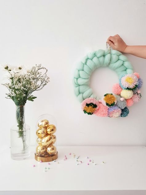 Pom Wreath, Pom Pom Wreath, Pom Pom, Wreath, Design