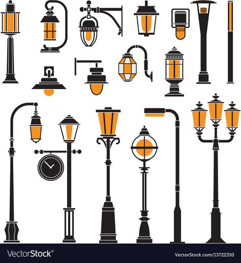 Park Lighting, Colorful Borders Design, Lamp Posts, Gas Lamp, City Silhouette, Line Art Vector, Black And White Art Drawing, Light Pole, Street Lamp