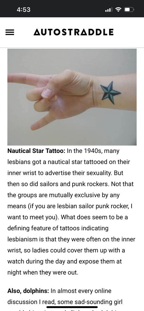 Lesbian Small Tattoo Ideas, Cat Star Tattoo, Nautical Star Lesbian Tattoo, Taylor Swift Tattoo You Drew Stars, Hidden Lesbian Tattoo, Notical Stars Tattoo, Nautical Star Tattoo, Lesbian Tattoo, Nautical Star Tattoos