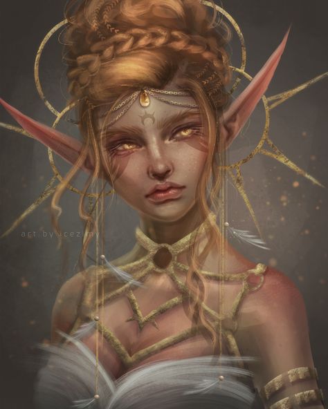 ArtStation - Eleuia - OC - sunelf, ice zimy Sun Elf, Lucky Charms, Amulets, Digital Painting, Elf, Charms, Angel, Sun, Hair